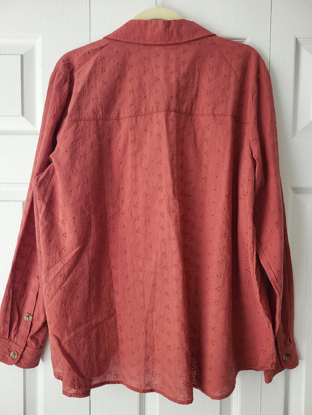 Maurices Embroidered Eyelet Button-Up Top, Size XL - Picture 2 of 4